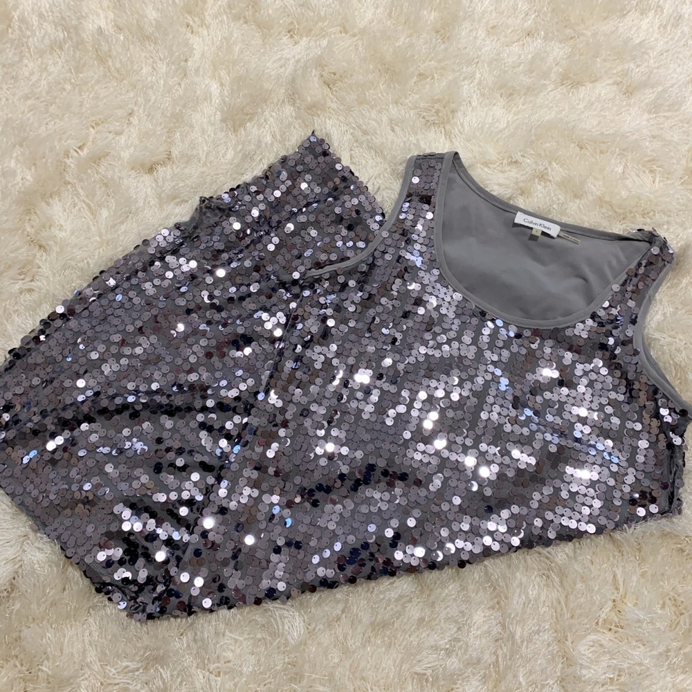 Calvin Klein Sequin Purple Dress